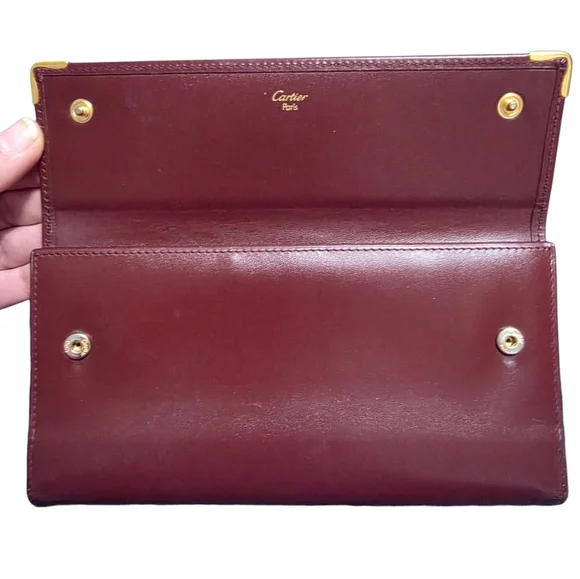 Cartier Vintage Kisslock Leather Wallet Must de Cartier Burgundy - Picture 6 of 14